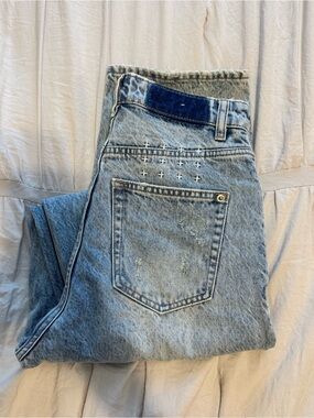 Ksubi Light Wash Denim Jeans with Stud Accent
